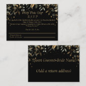 Black/Gold RSVP-bruiloft (Engels/Vietnamees) Notitiekaartje (Voorkant / Achterkant)