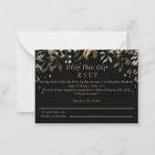 Black/Gold RSVP-bruiloft (Engels/Vietnamees) Notitiekaartje (Voorkant)
