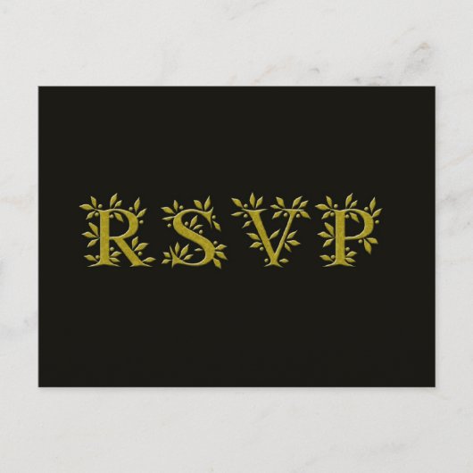 BLACK GOLD RSVP Goudblad postkaart Uitnodiging Briefkaart (Voorkant)
