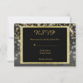 Black Gold Rsvp-reactiekaart bruiloft RSVP Kaartje (Voorkant)