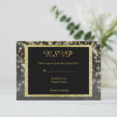 Black Gold Rsvp-reactiekaart bruiloft RSVP Kaartje (Staand voorkant)