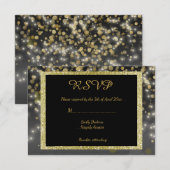 Black Gold Rsvp-reactiekaart bruiloft RSVP Kaartje (Voorkant / Achterkant)
