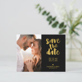 Black Gold Rustic Modern Save the Date Photo Briefkaart (Staand voorkant)