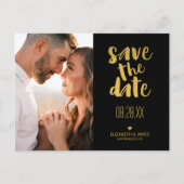 Black Gold Rustic Modern Save the Date Photo Briefkaart (Voorkant)