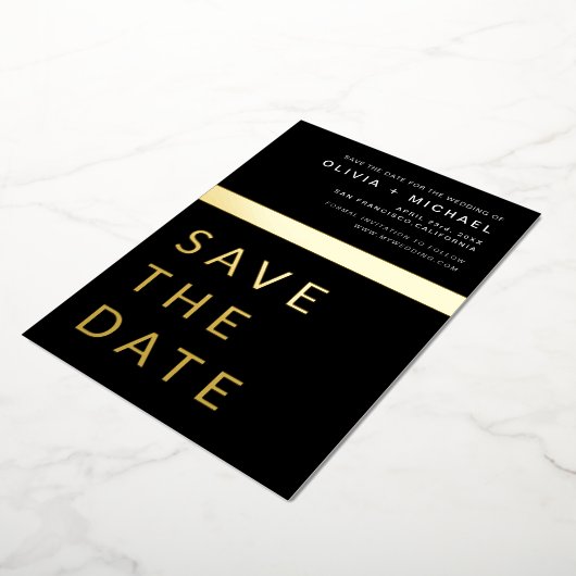 Black Gold Save the Date Elegant Folie Uitnodiging (Gedraaid)
