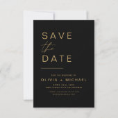 Black Gold Save the Date Elegant Photo Minimalist (Voorkant)