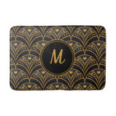 Black Gold Scallop Pattern Art Deco Monogram Badmat (Voorkant)