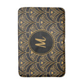 Black Gold Scallop Pattern Art Deco Monogram Badmat (Voorkant Verticaal)