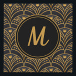 Black Gold Scallop Pattern Art Deco Monogram Imitatie Canvas Print<br><div class="desc">Elegant Black Gold Scallop Pattern Art Deco Monogram Canvas Print heeft een modern design dat er elegant uitziet voor je muur of dat als cadeau wordt gegeven. Geweldig om elk decor toe te voegen. Personaliseer het.</div>