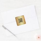 Black Gold Scan QR-code Sjabloon Uw aangepaste tek Vierkante Sticker (Envelop)