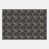 Black Gold Scandinavian Kerstmis op Black Inpakpapier Vel (Voorkant 3)