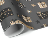 Black Gold Scandinavische kerstpakketten Cadeaupapier (Rol Hoek)