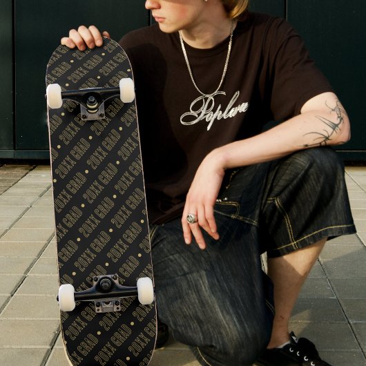 Black & Gold School Afstuderen jaarpatroon Persoonlijk Skateboard