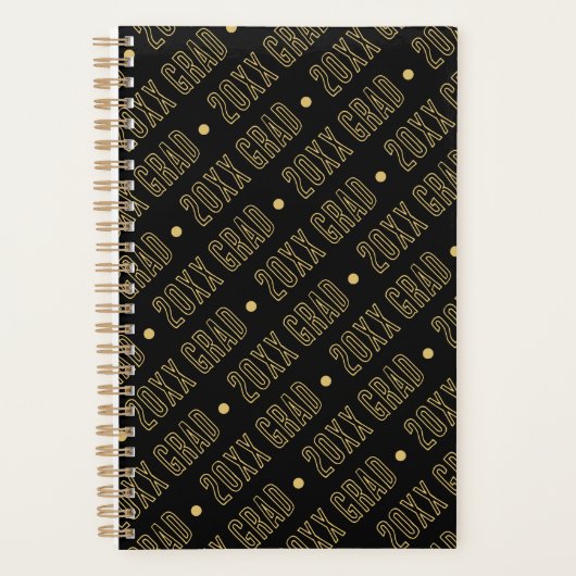 Black & Gold School Afstuderen jaarpatroon Planner (Voorkant)