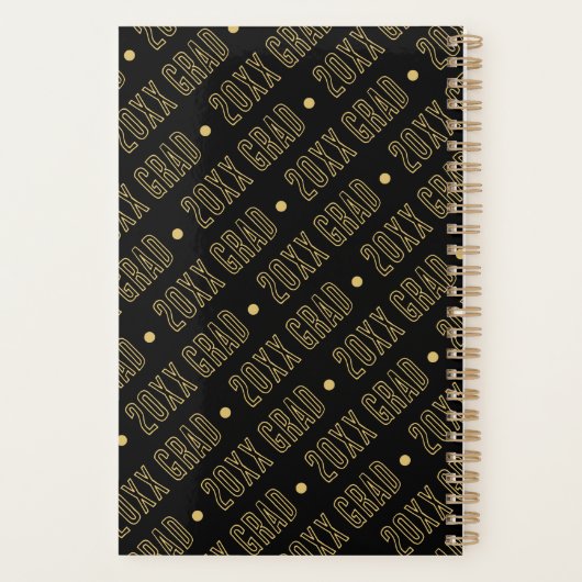 Black & Gold School Afstuderen jaarpatroon Planner (Achterkant)