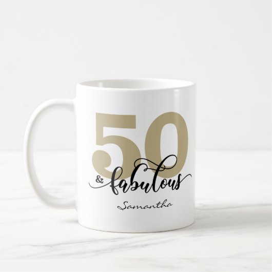 Black Gold Script 50 en Fabulous Birthday Koffiemok (Links)