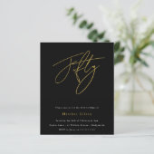 Black & Gold Script Budget 50th Birthday Invite (Staand voorkant)