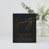 Black & Gold Script Budget 70th Birthday Invite (Staand voorkant)