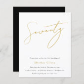 Black & Gold Script Budget 70th Birthday Invite (Voorkant / Achterkant)