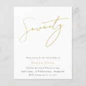 Black & Gold Script Budget 70th Birthday Invite (Voorkant)