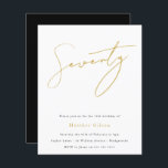 Black & Gold Script Budget 70th Birthday Invite<br><div class="desc">Black & Gold Script Budget 70e verjaardag Uitnodiging Zie overeenkomende objecten in Niche en Nest Store</div>