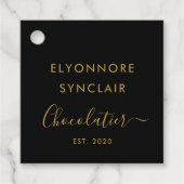 Black Gold Script Dark Chocolate Ingredients Bedankjes Labels (Voorkant)