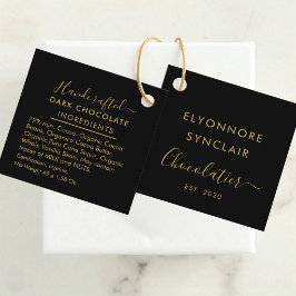 Black Gold Script Donkere Chocolade Ingredienten Bedankjes Labels