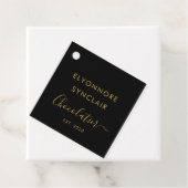 Black Gold Script Donkere Chocolade Ingredienten Bedankjes Labels (In situ)
