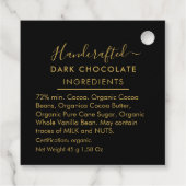 Black Gold Script Donkere Chocolade Ingredienten Bedankjes Labels (Achterkant)