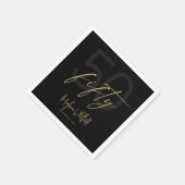 Black Gold Script Fifty Modern 50e verpartij feest Servet (Hoek)