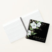Black Gold Script Floral Waterverf Chic Gratitude Notitieboek (Binnen)
