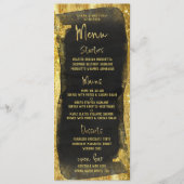 Black & Gold Script Kalligrafie Glam Menu (Voorkant)