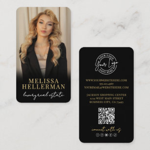 Black Gold Script Luxe Onroerend Goed Foto Visitekaartje