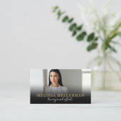 Black Gold Script Luxe Onroerend goed Visitekaartje (Staand voorkant)