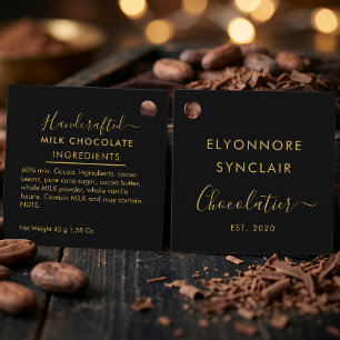 Black Gold Script Melk Chocolade Ingrediënten Bedankjes Labels