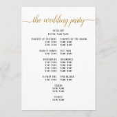 Black Gold Script Minimal Wedding Ceremony Programmakaart (Achterkant)