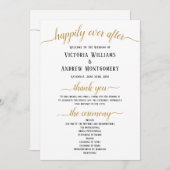 Black Gold Script Minimal Wedding Ceremony Programmakaart (Voorkant / Achterkant)