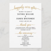 Black Gold Script Minimal Wedding Ceremony Programmakaart (Voorkant)