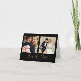 Black Gold Script Style 3 foto bedankt kaarten