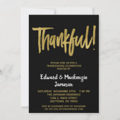 Black Gold Script Thanksgiving-uitnodiging Kaart (Voorkant)