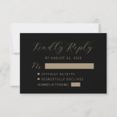 Black Gold Script Trouwkaart RSVP Kaartje (Voorkant)