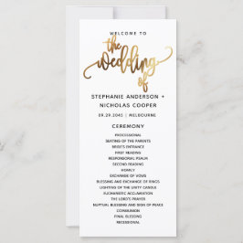 Black Gold Script Typography Wedding Program