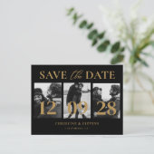 Black Gold Script Wedding Sla de datum op Foto Briefkaart (Staand voorkant)