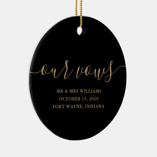 Black Gold Script Zijne en Hers Weduwen Keramisch Ornament (Rechts)