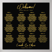 Black Gold Seating Chart 12 Tabel Echte Folie Folie Afdrukken (Voorkant)