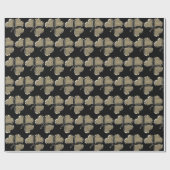 Black Gold Shamrock Clover Pattern Ierland Cadeaupapier (Vlak)