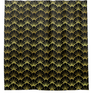 Black Gold Shell-schalen Classy Art Deco Douchegordijn
