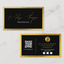 Black Gold Signature Script Professionele QR-code Visitekaartje