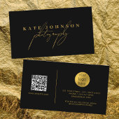 Black Gold Signature Script QR Code Social Media Visitekaartje