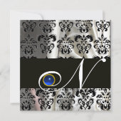 BLACK GOLD SILK DAMASK MONOGRAM BLUE SAPPHIRE KAART (Voorkant)